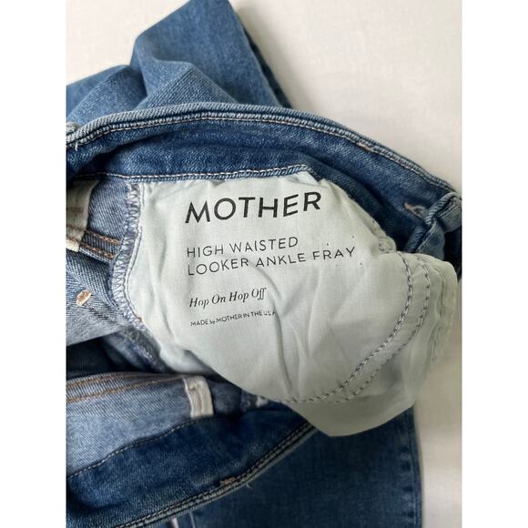 Mother Denim High Waisted Looker Ankle Fray jeans in hop on hop off size 25 - Picture 4 of 10